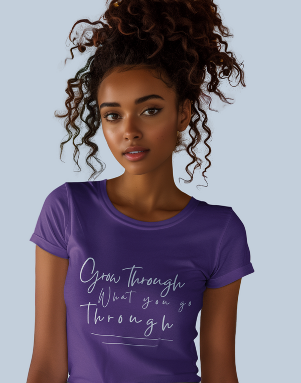 Premium Hustle Cotton “Grow Through What You Go Through” Women’s Short Sleeve Tee